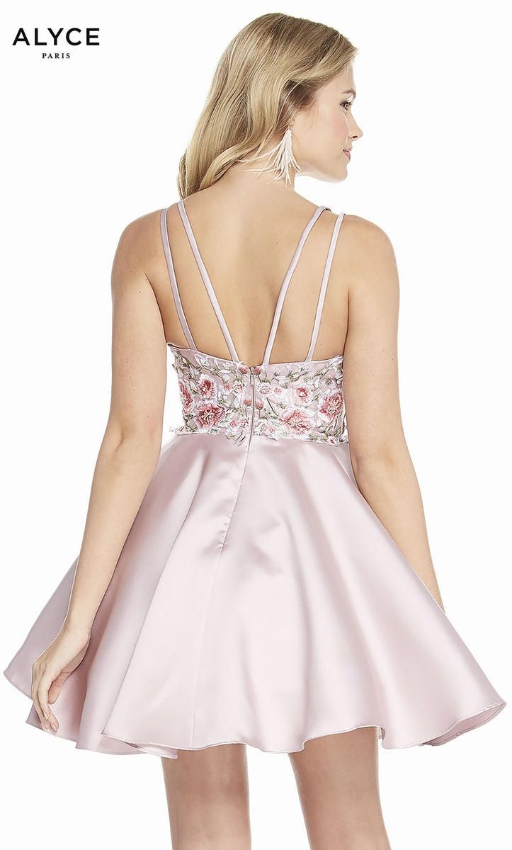 Style 3886 Alyce Paris Size 6 Homecoming Satin Pink Cocktail Dress on Queenly