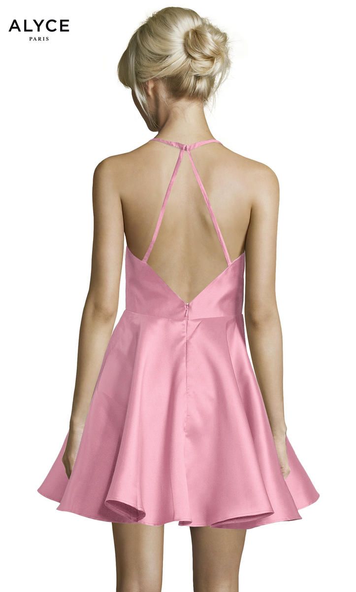 Style 3703 Alyce Paris Size 00 Homecoming Satin Pink Cocktail Dress on Queenly