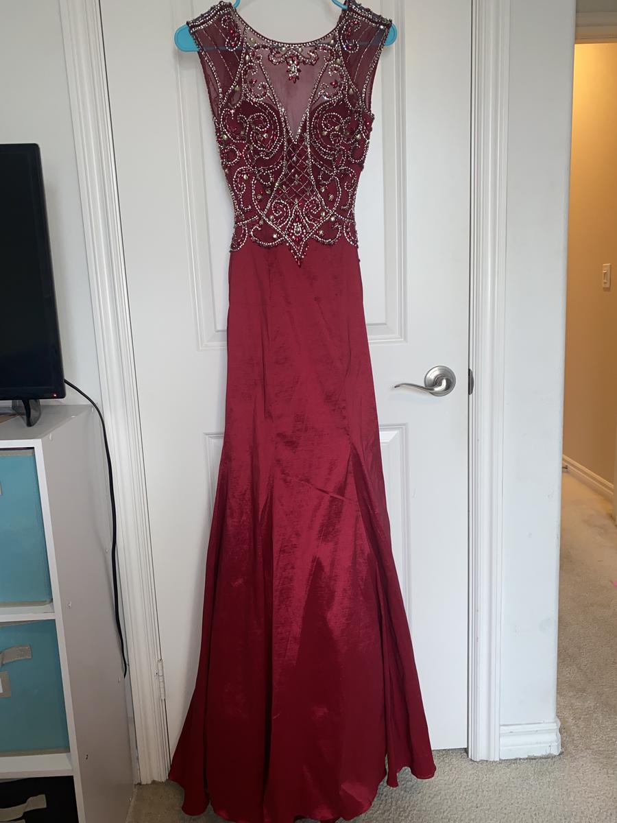 Size 0 Prom High Neck Sequined Red Mermaid Dress on Queenly