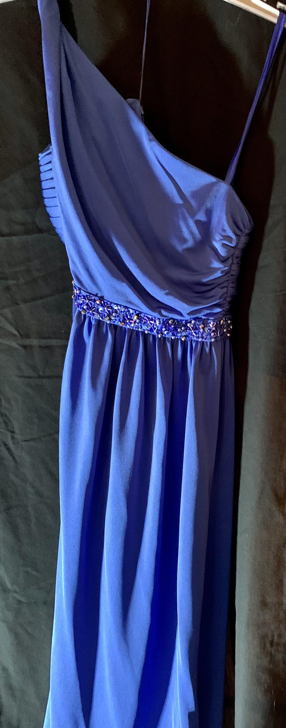 Adriana Papell Size 6 One Shoulder Royal Blue A-line Dress on Queenly