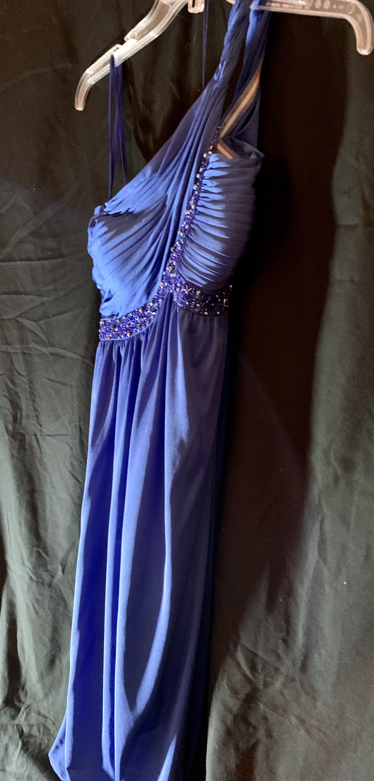 Adriana Papell Size 6 One Shoulder Royal Blue A-line Dress on Queenly