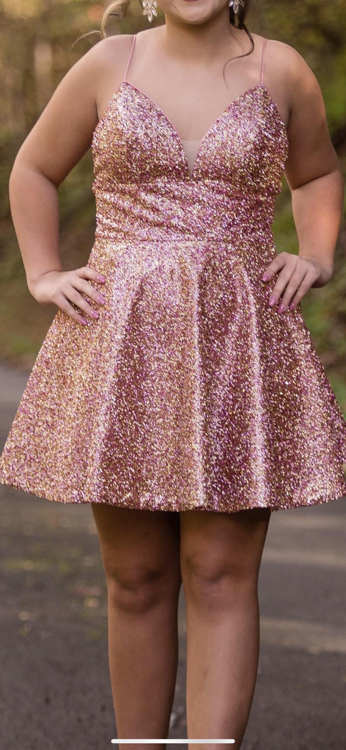 Rachel Allan Size 10 Homecoming Pink A-line Dress on Queenly