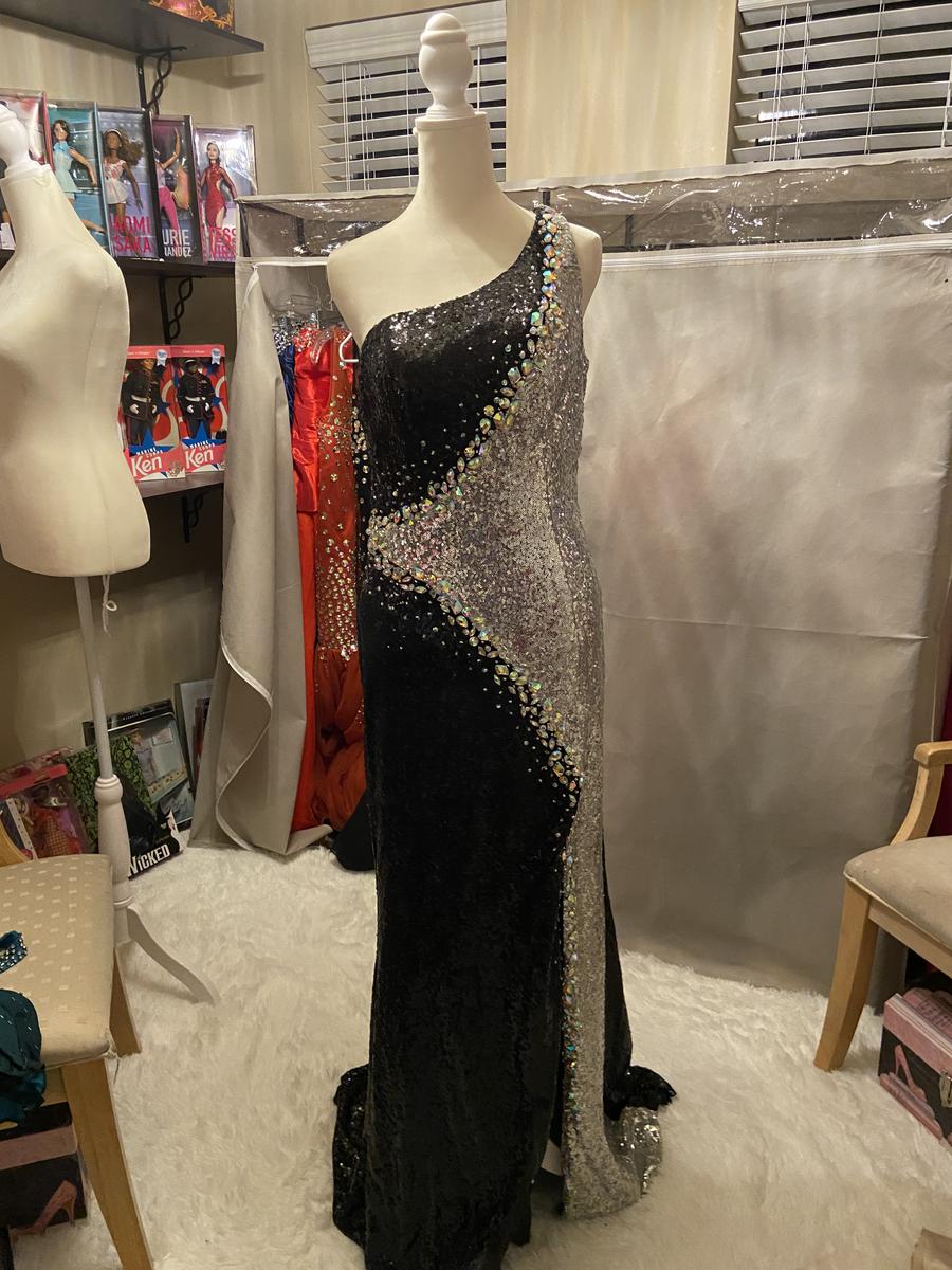 Size 8 Sequined Black Floor Length Maxi on Queenly