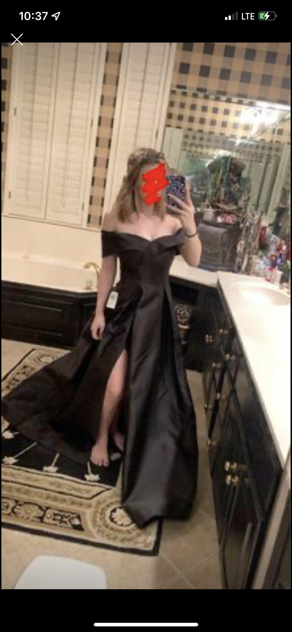 Size 4 Prom Off The Shoulder Black Ball Gown on Queenly
