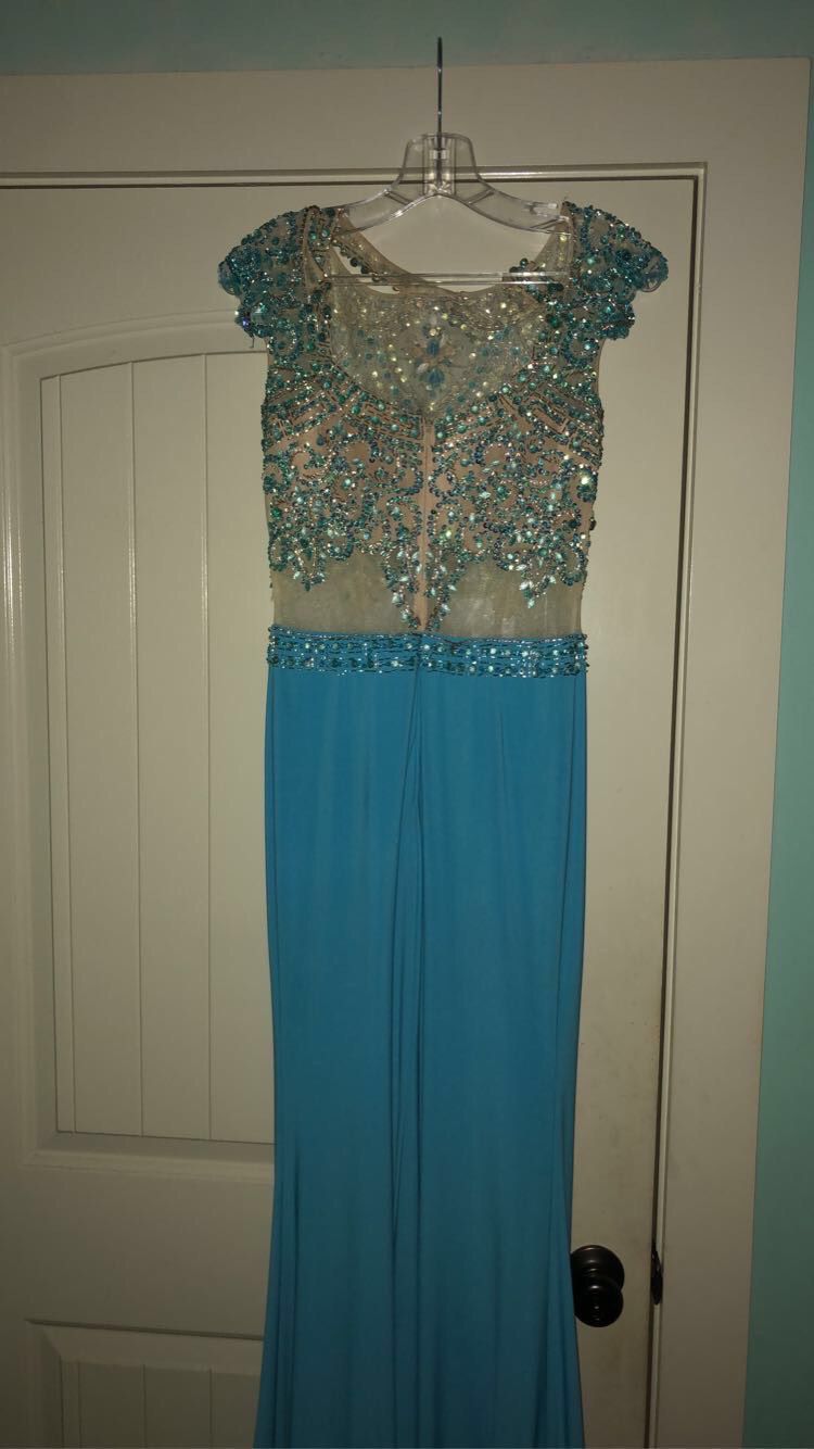 Size 4 Blue Floor Length Maxi on Queenly