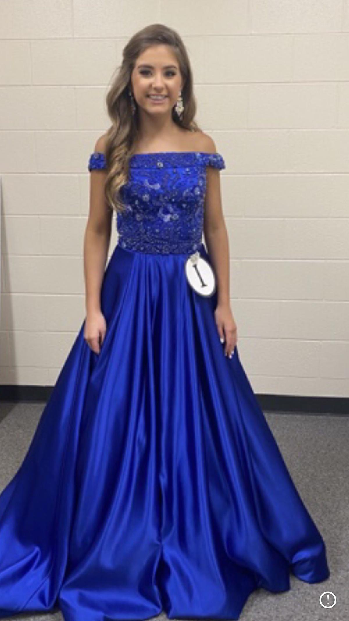 Sherri Hill Size 4 Prom Off The Shoulder Royal Blue Ball Gown on Queenly