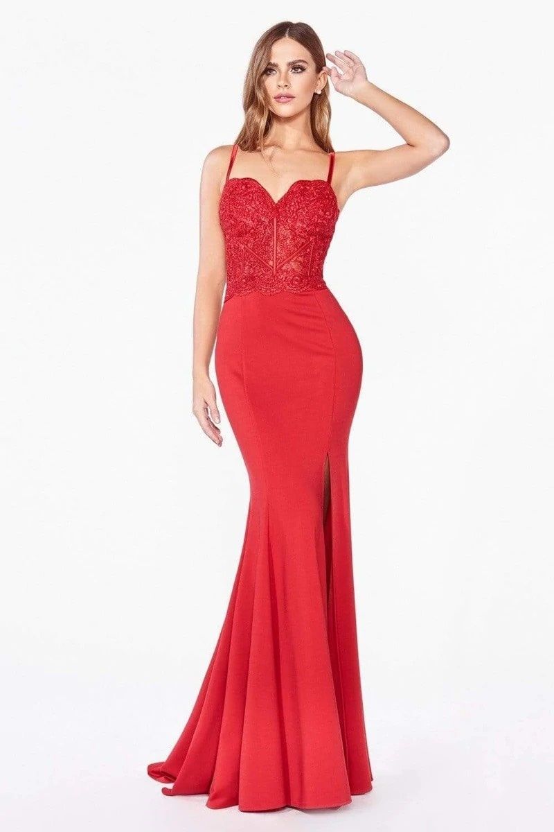 Cinderella divine Size 2 Prom Lace Red Mermaid Dress on Queenly