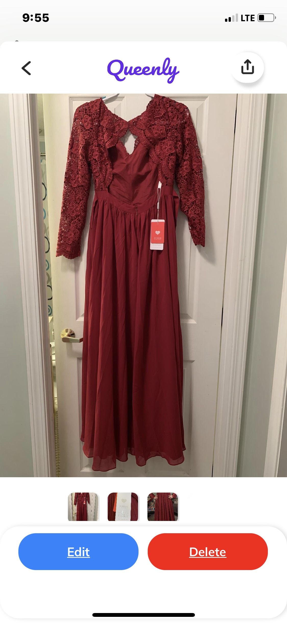 Size 8 Lace Red Floor Length Maxi on Queenly