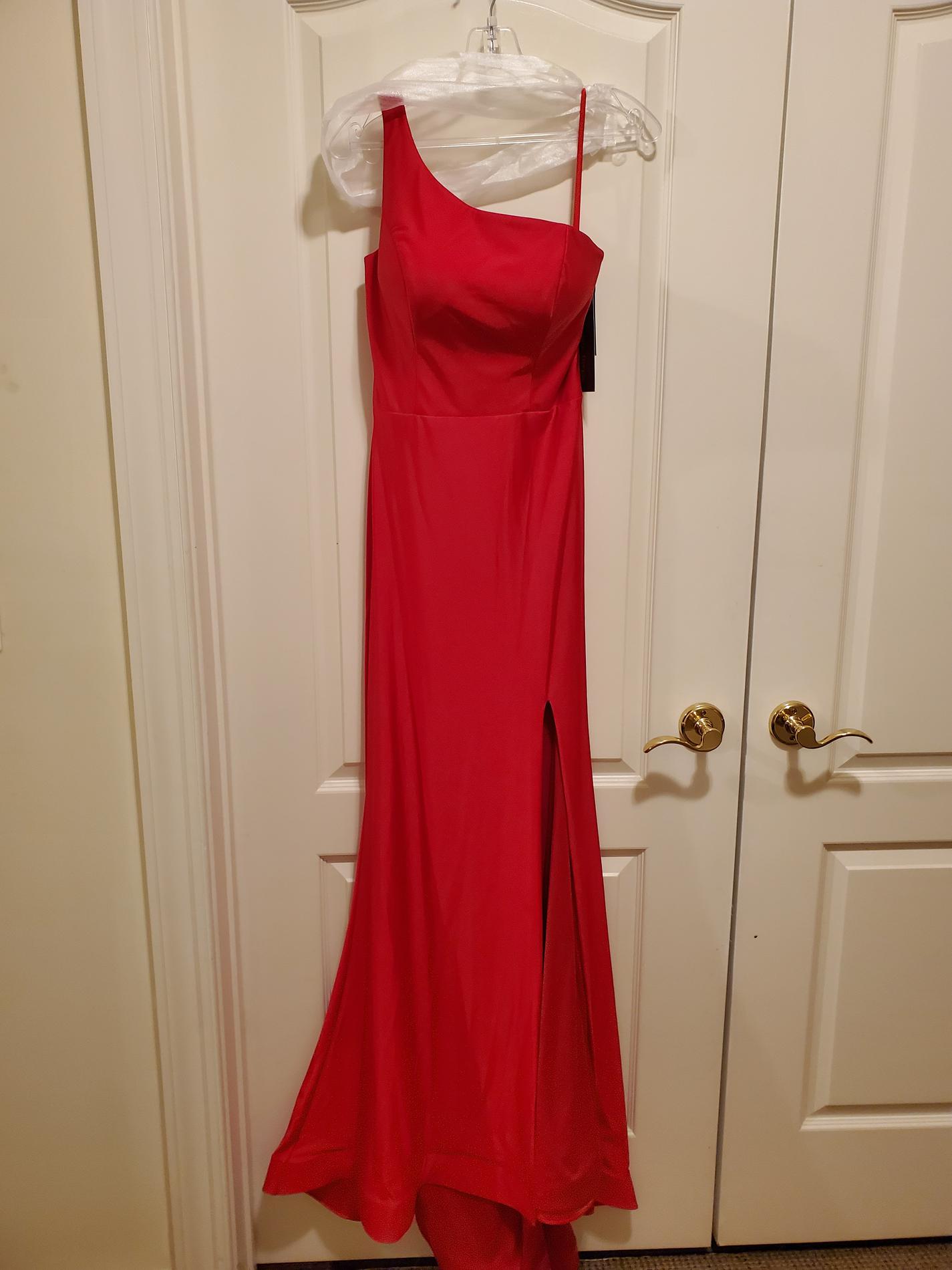 Cinderella Divine Size 6 One Shoulder Red Side Slit Dress on Queenly