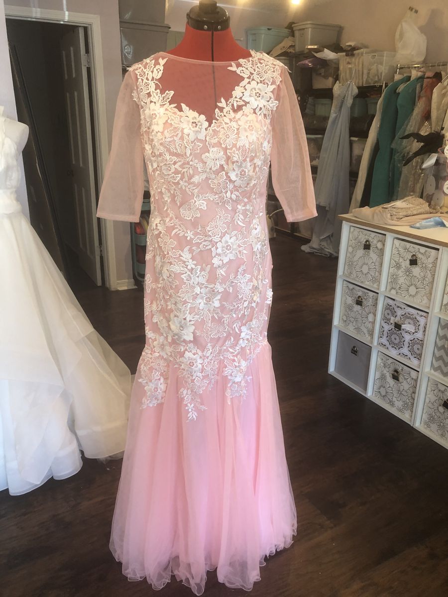 Size 12 Lace Pink Floor Length Maxi on Queenly