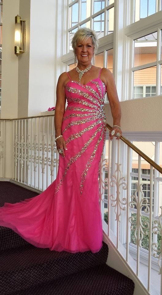 Size 14 Prom Sequined Hot Pink Dress With Train on Queenly