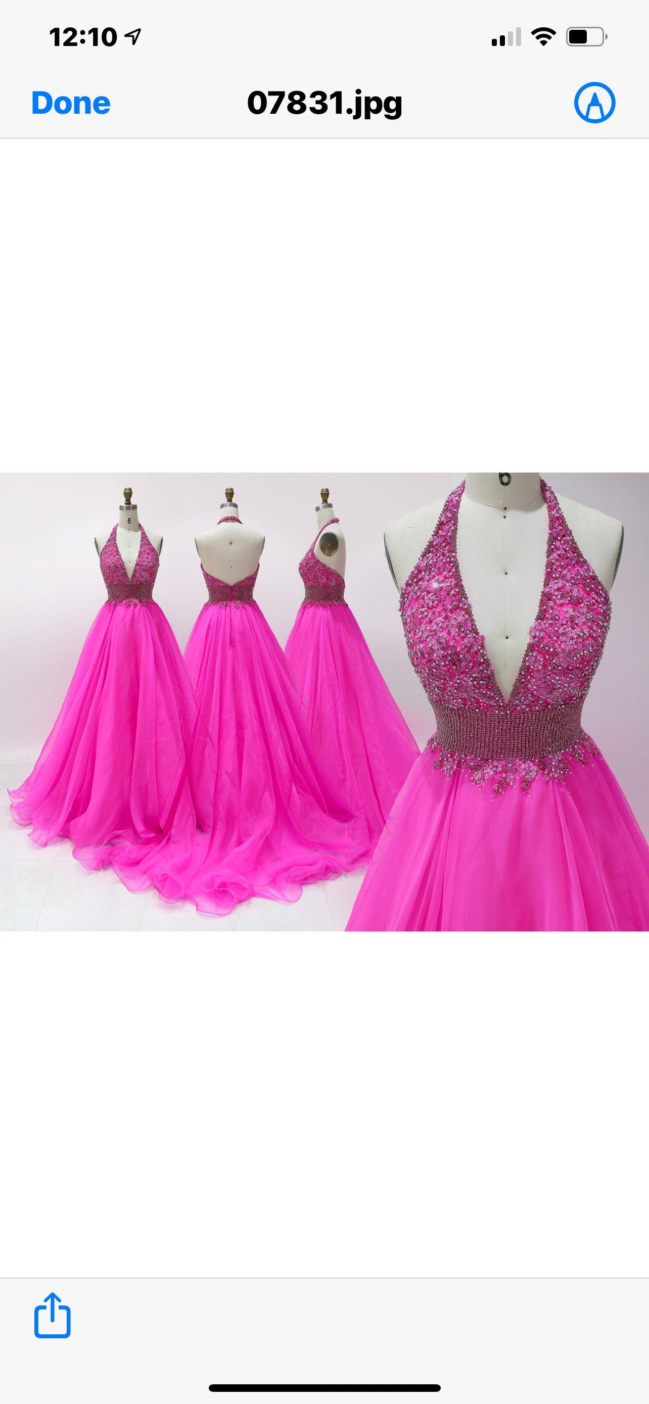Size 0 Prom Halter Sequined Hot Pink Ball Gown on Queenly