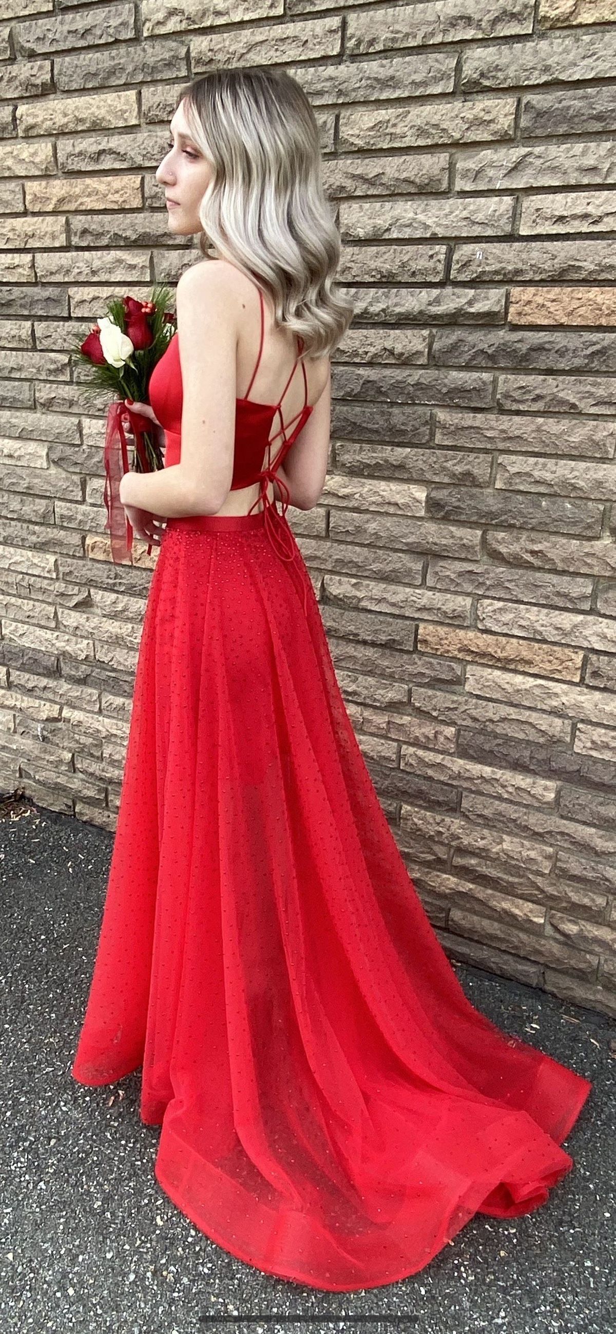 Sherri Hill Size 0 Prom Halter Satin Red A-line Dress on Queenly
