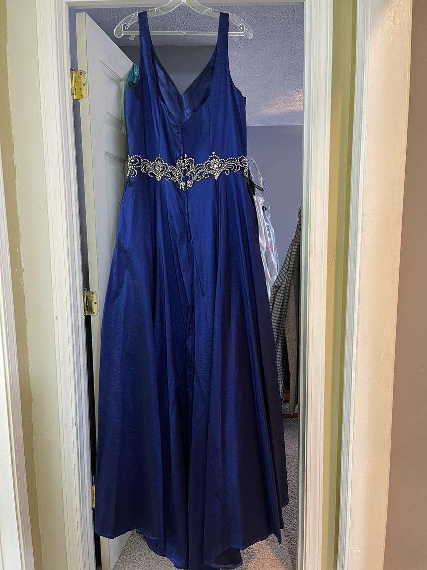 Mac Duggal Plus Size 16 Satin Royal Blue Floor Length Maxi on Queenly