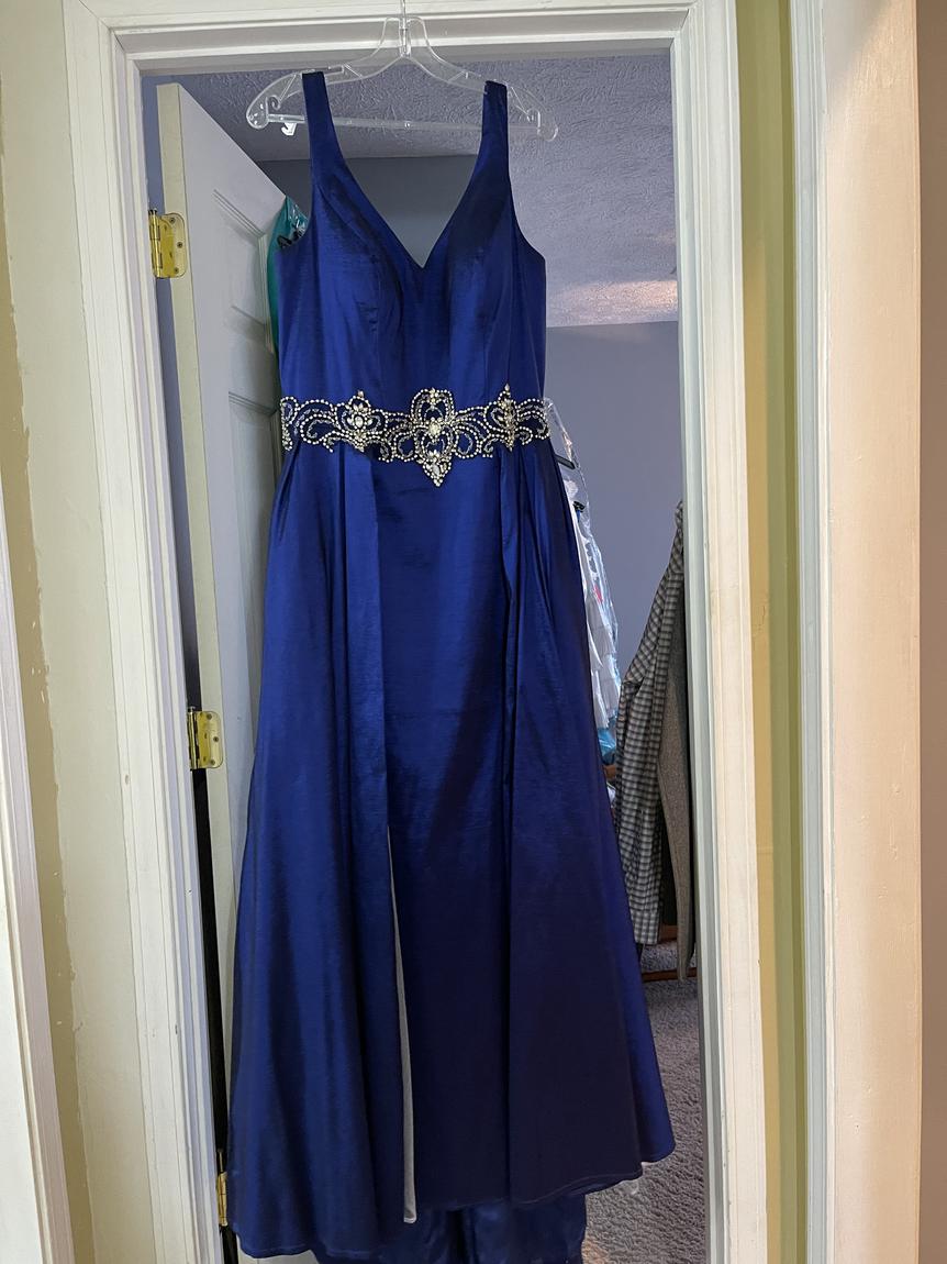 Mac Duggal Plus Size 16 Satin Royal Blue Floor Length Maxi on Queenly