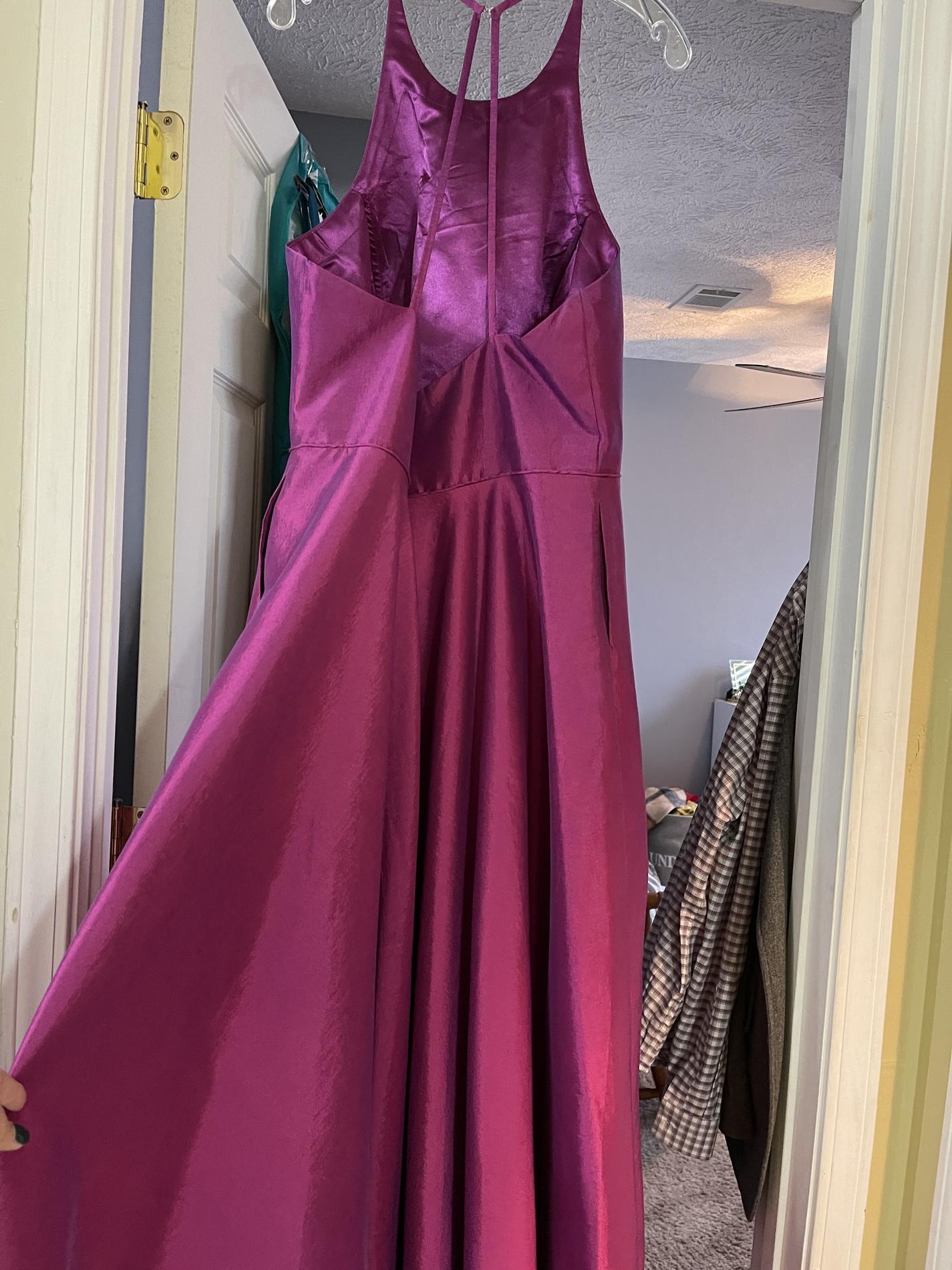 Size 14 Satin Purple Dress With Train on Queenly