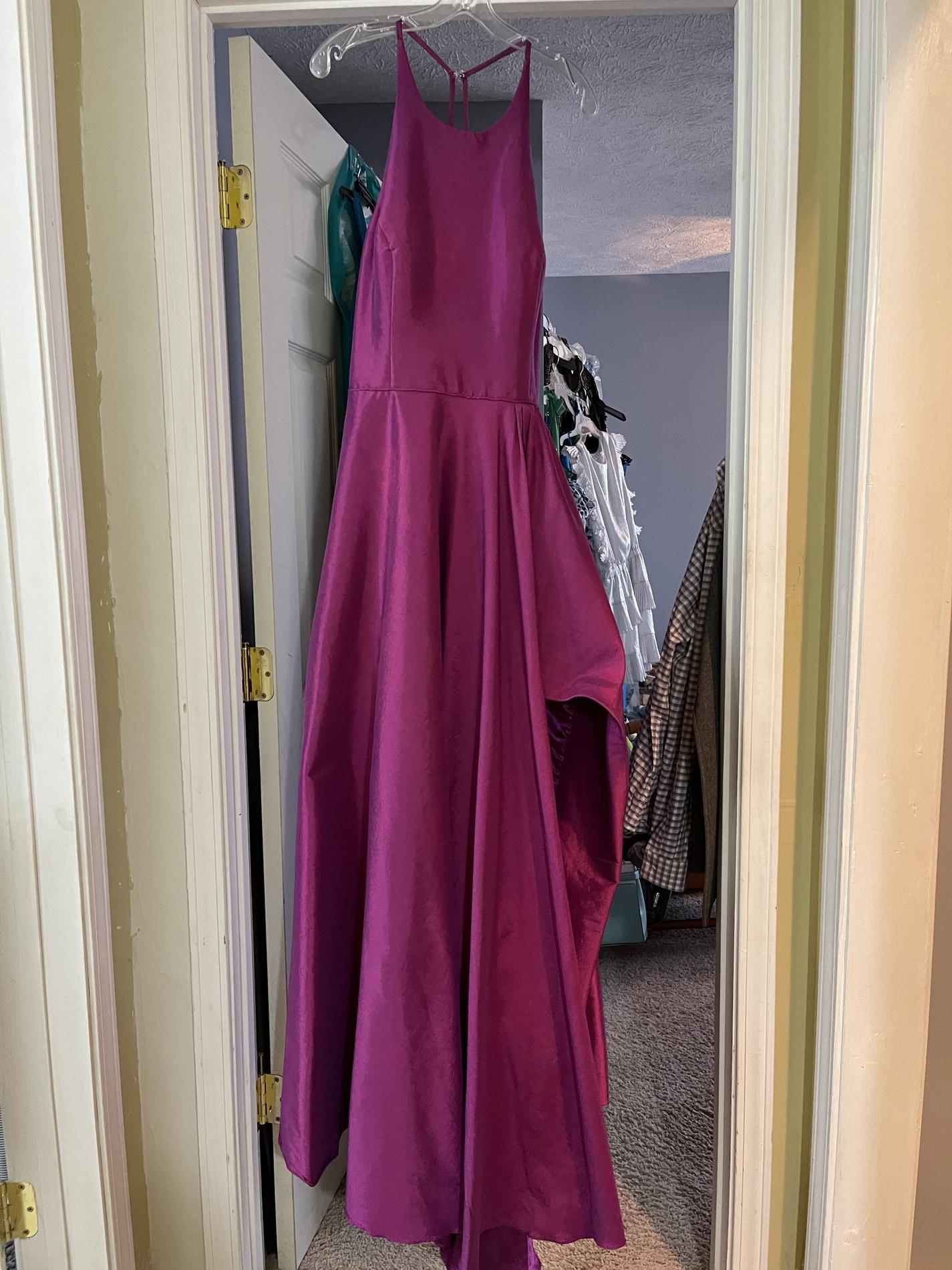 Size 14 Satin Purple Dress With Train on Queenly