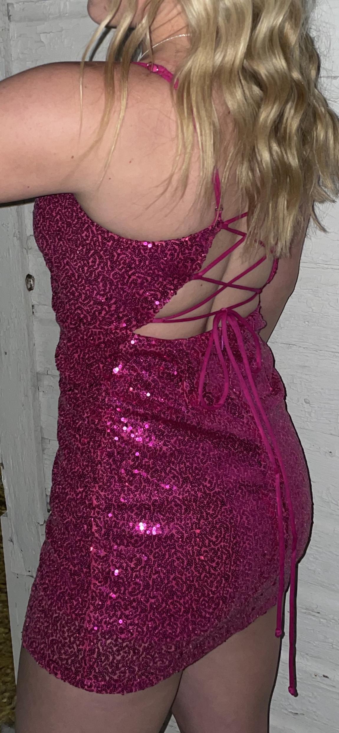 Size 6 Homecoming Hot Pink Cocktail Dress on Queenly