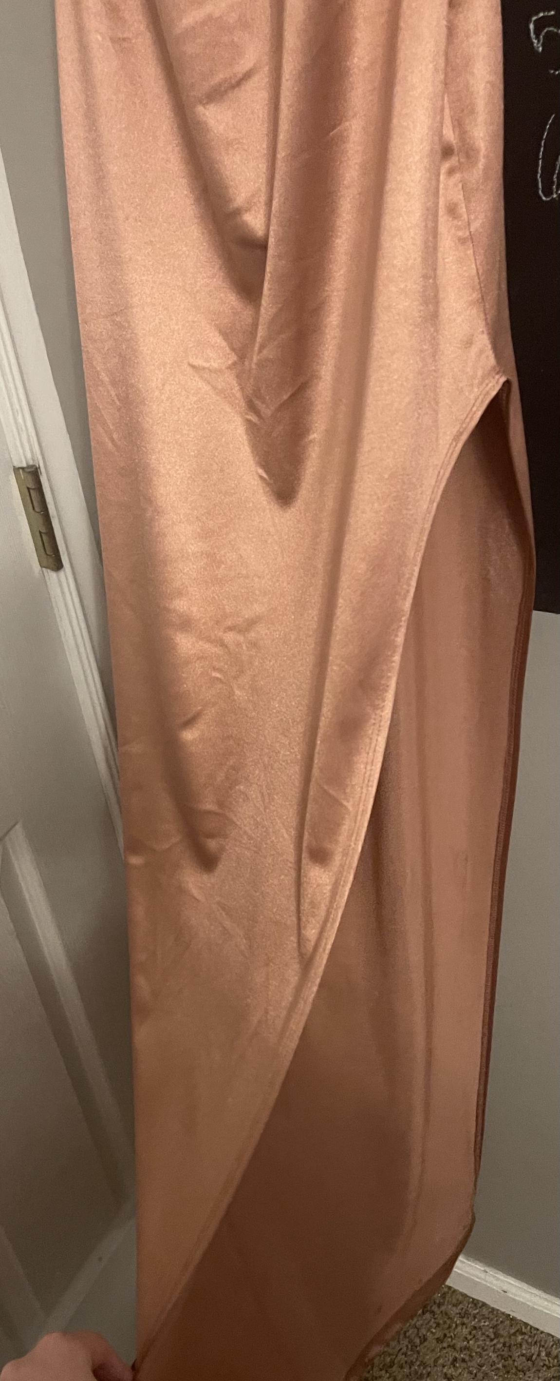 Windsor Size 6 Satin Nude Side Slit Dress on Queenly