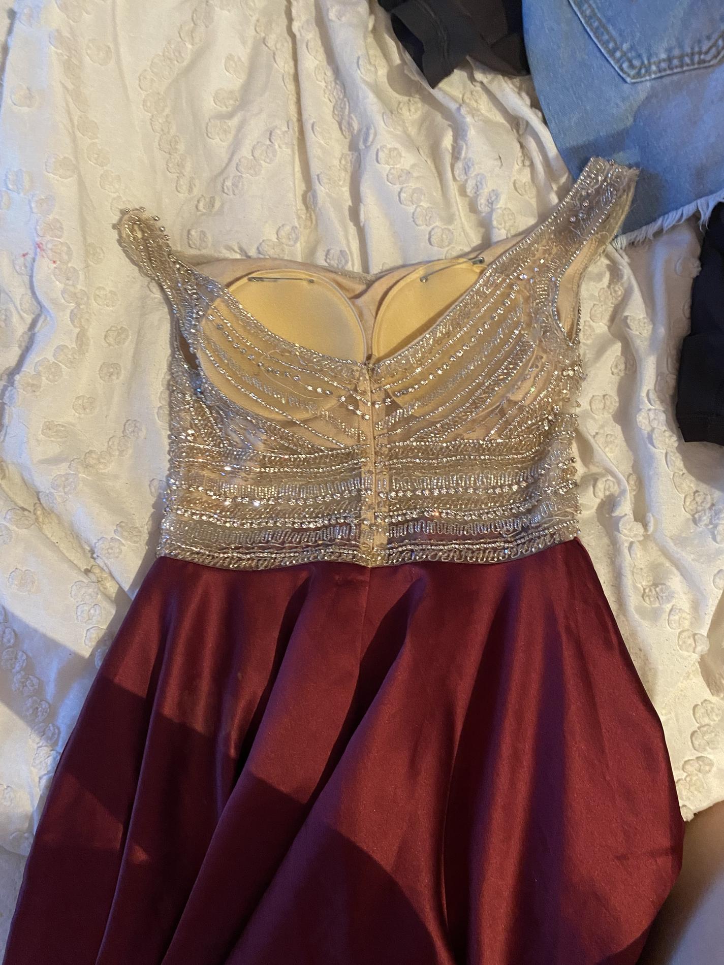 Size 2 Prom Off The Shoulder Burgundy Red A-line Dress on Queenly