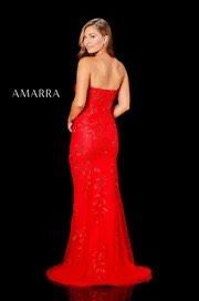 Amarra collection Size 6 Prom Strapless Lace Red Mermaid Dress on Queenly