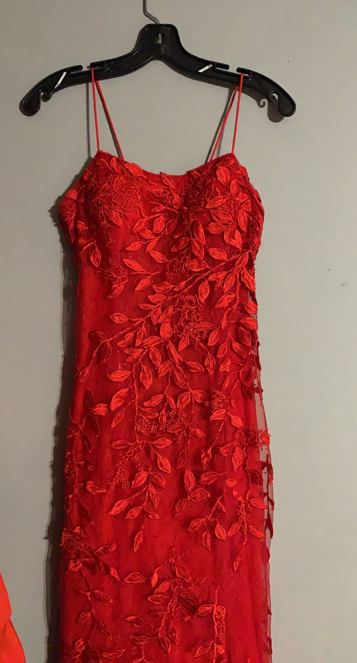 Amarra collection Size 6 Prom Strapless Lace Red Mermaid Dress on Queenly