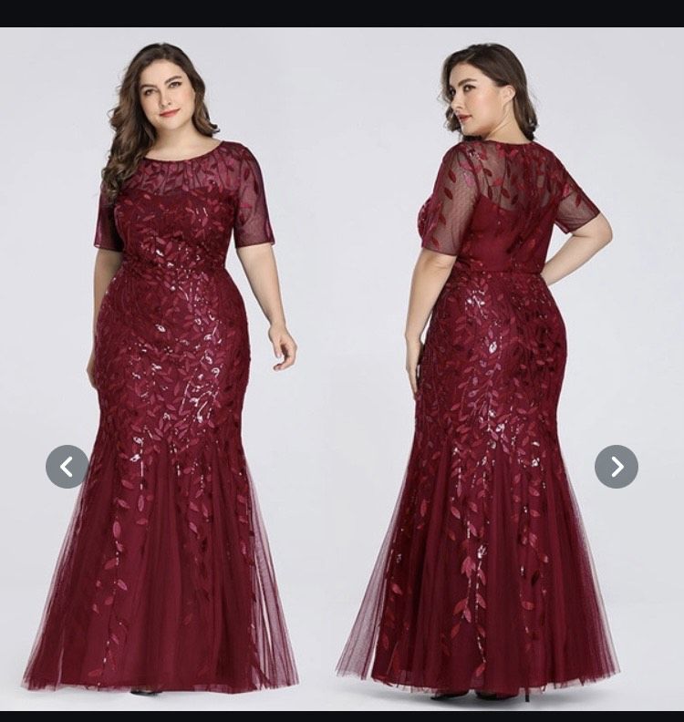 Plus Size 18 Burgundy Red Mermaid Dress on Queenly