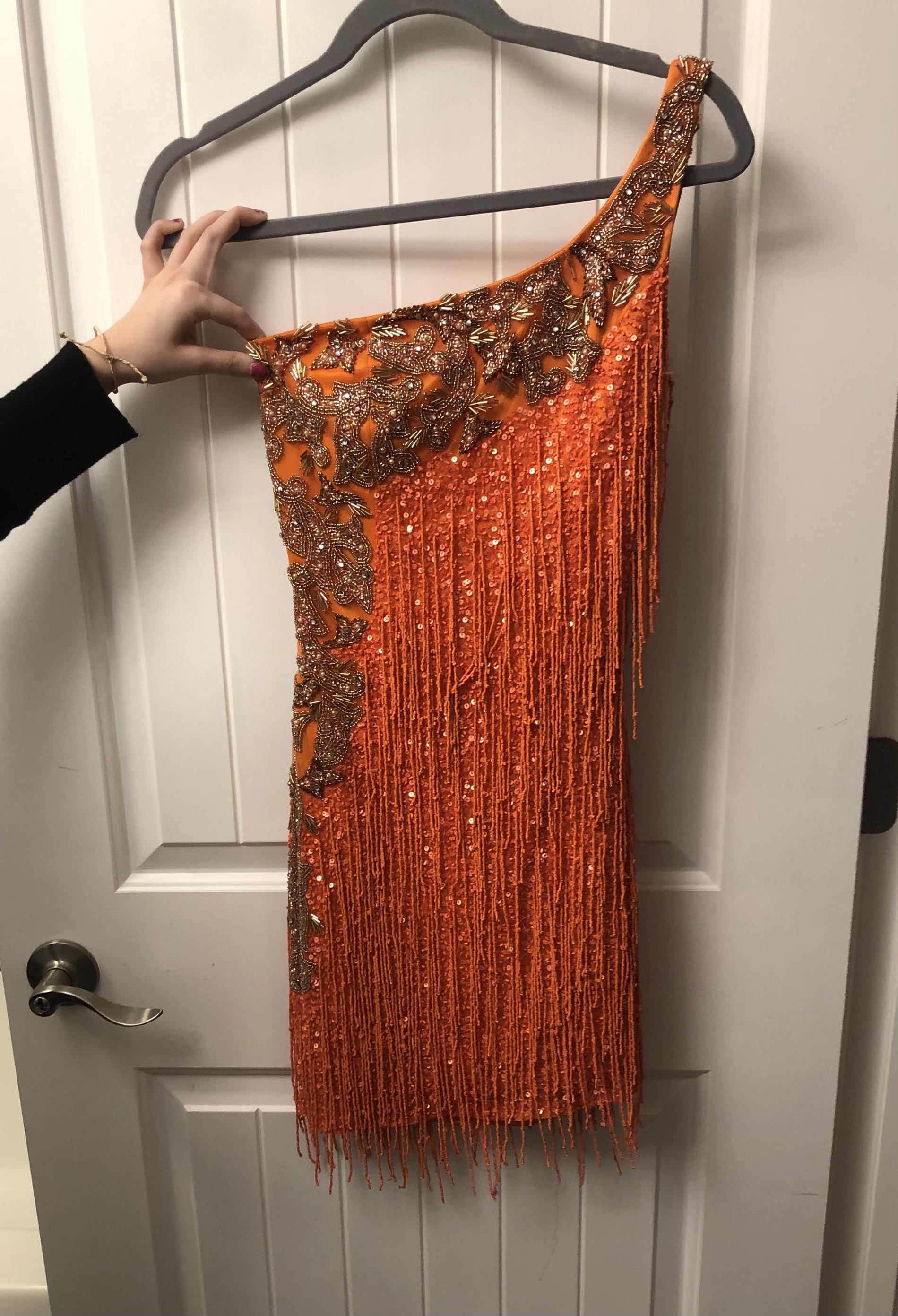 Sherri Hill Size 0 One Shoulder Orange Cocktail Dress on Queenly