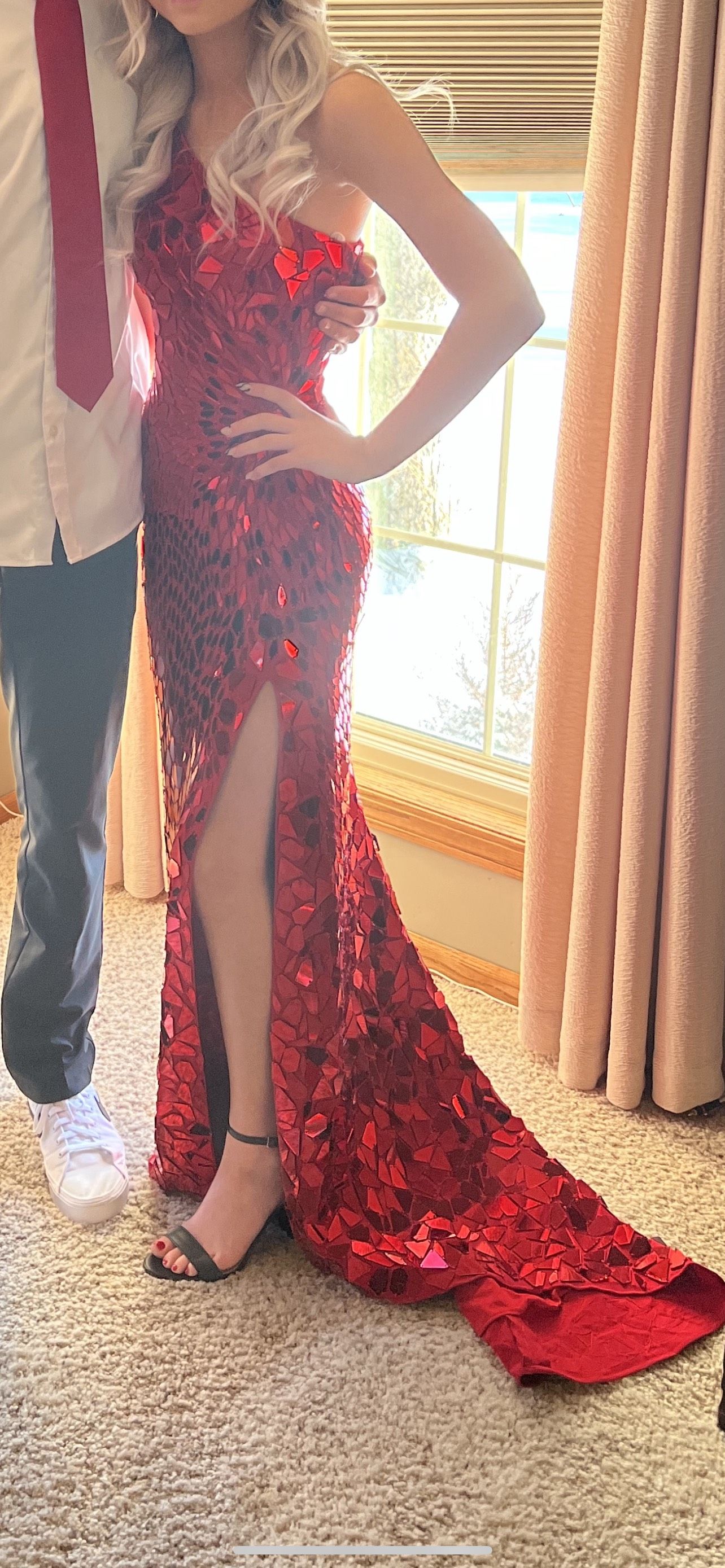 Sherri Hill Size 2 Red Side Slit Dress on Queenly