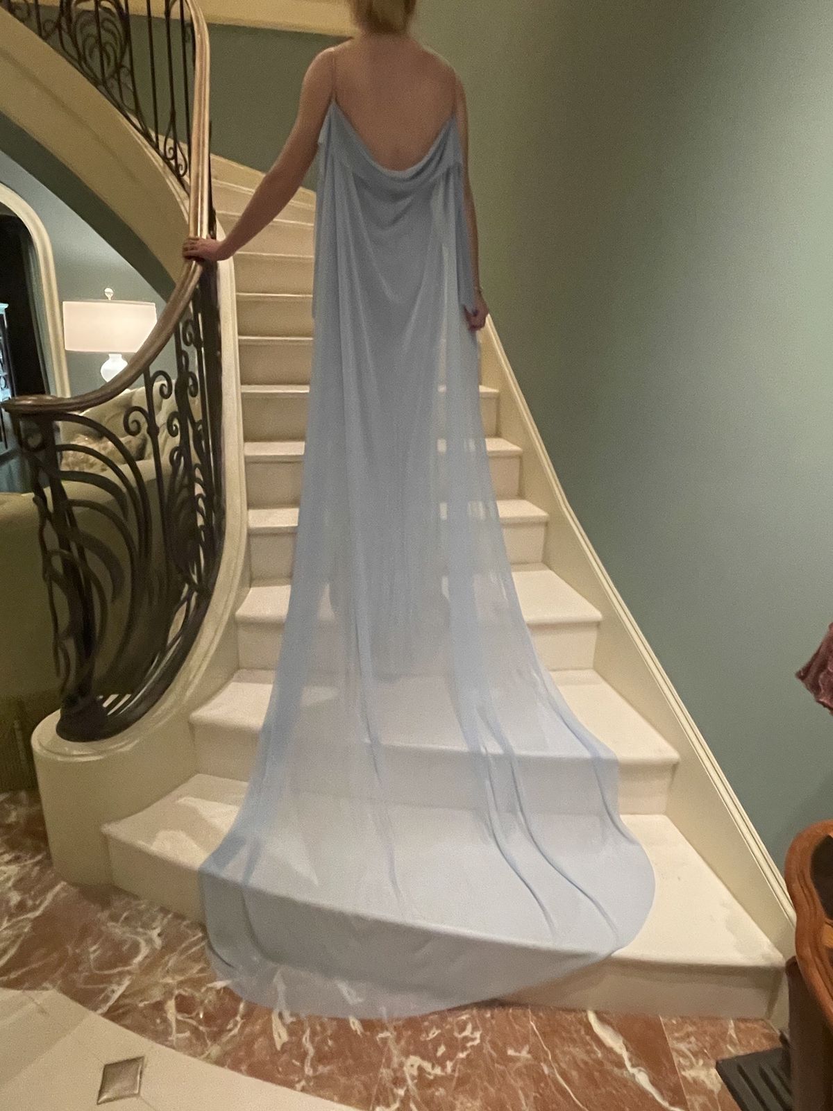 Sherri Hill Size 0 Prom Plunge Light Blue Floor Length Maxi on Queenly