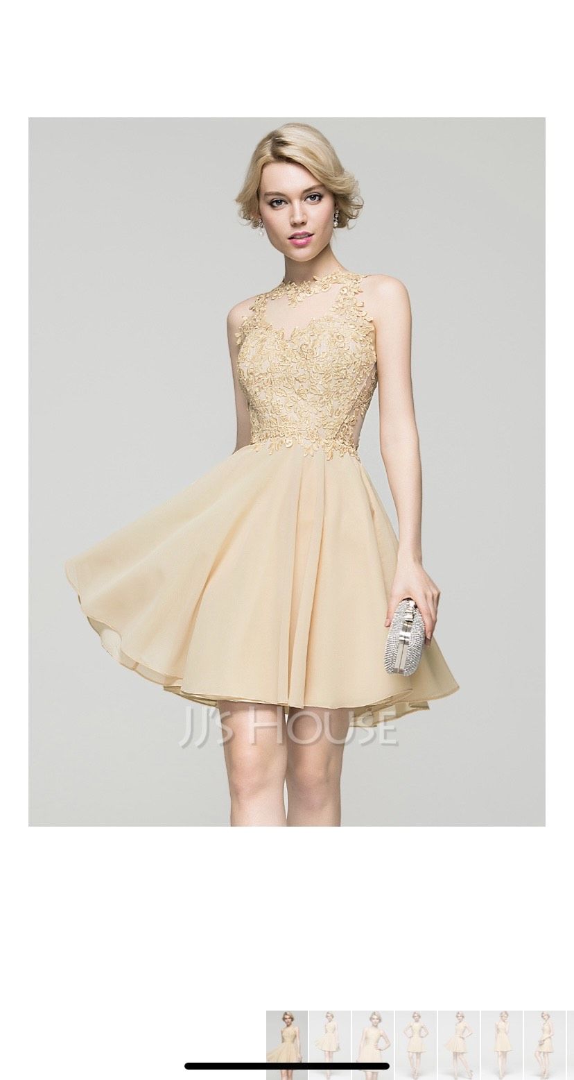 Size 2 Lace Nude A-line Dress on Queenly