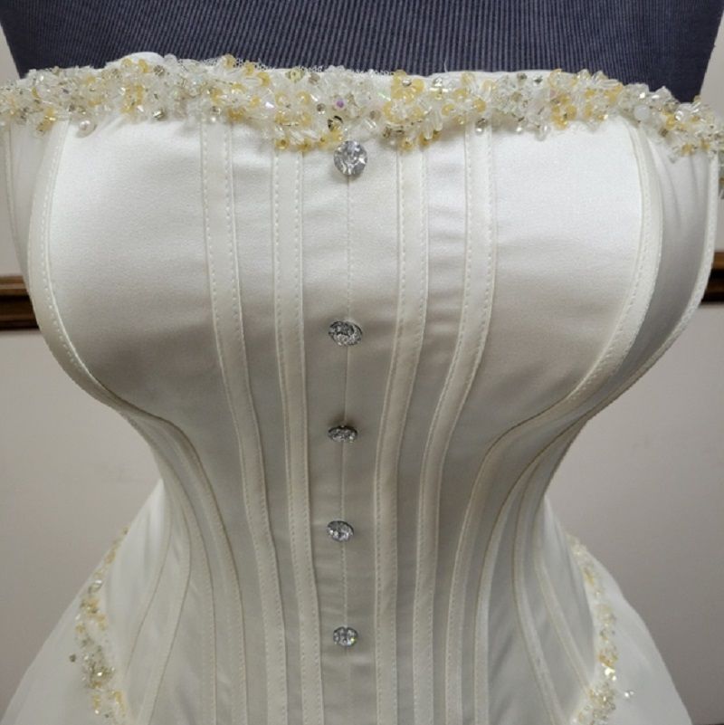 Style 17523 Mon Cheri Size 4 Wedding Strapless Satin White Ball Gown on Queenly