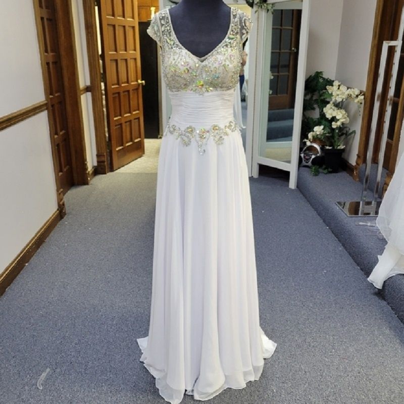 Style 14633 Panoply Size 6 Prom Sheer White A-line Dress on Queenly