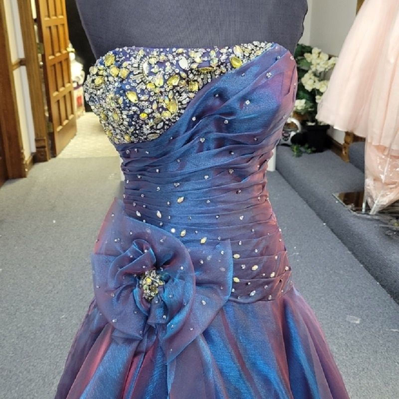 Style 14516 Panoply Size 8 Prom Strapless Sheer Multicolor Ball Gown on Queenly