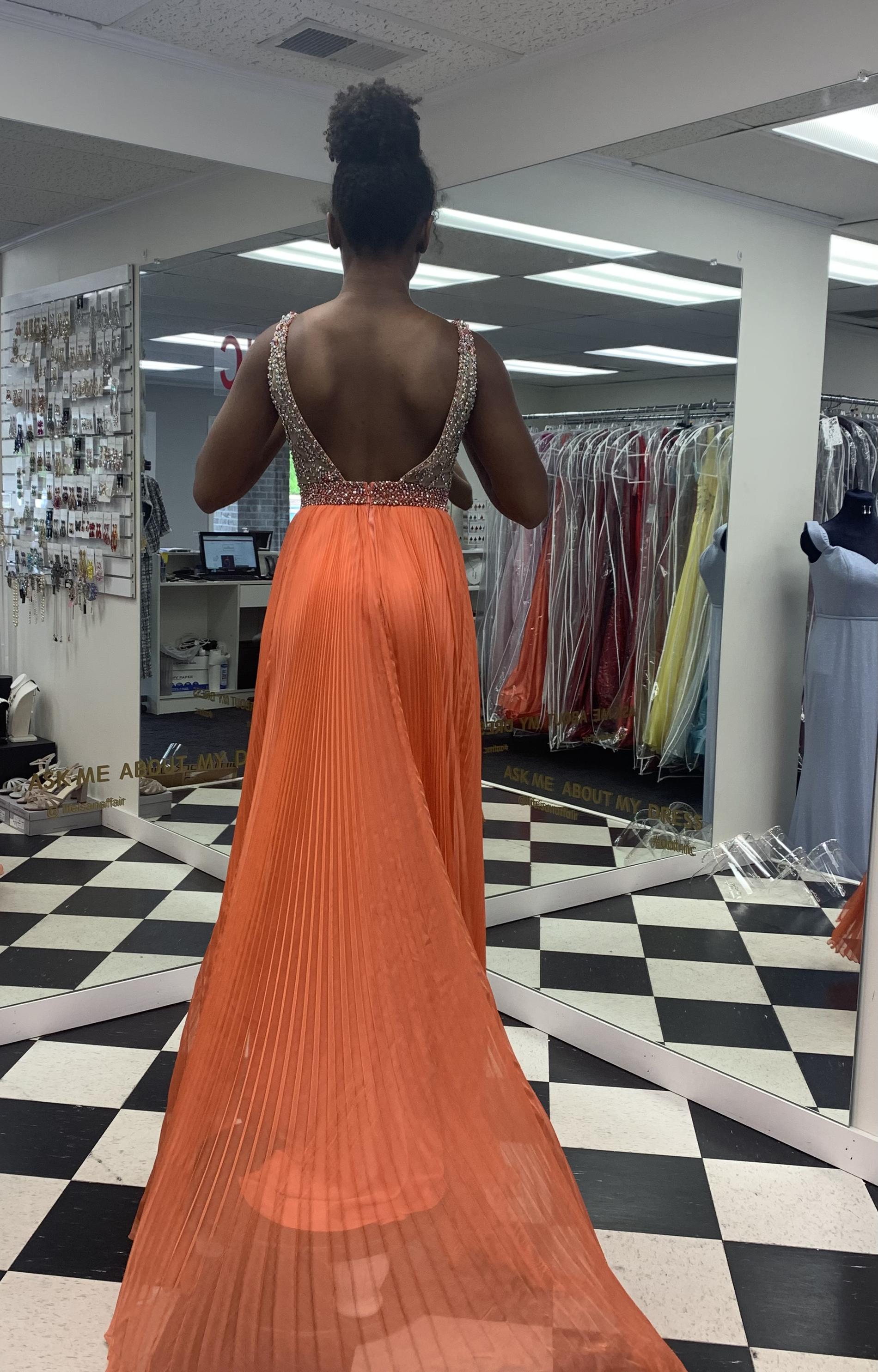 Sherri Hill Couture Gown Size 2 Pageant Satin Orange Mermaid Dress on Queenly