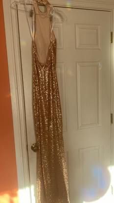 Size 4 Gold Floor Length Maxi on Queenly