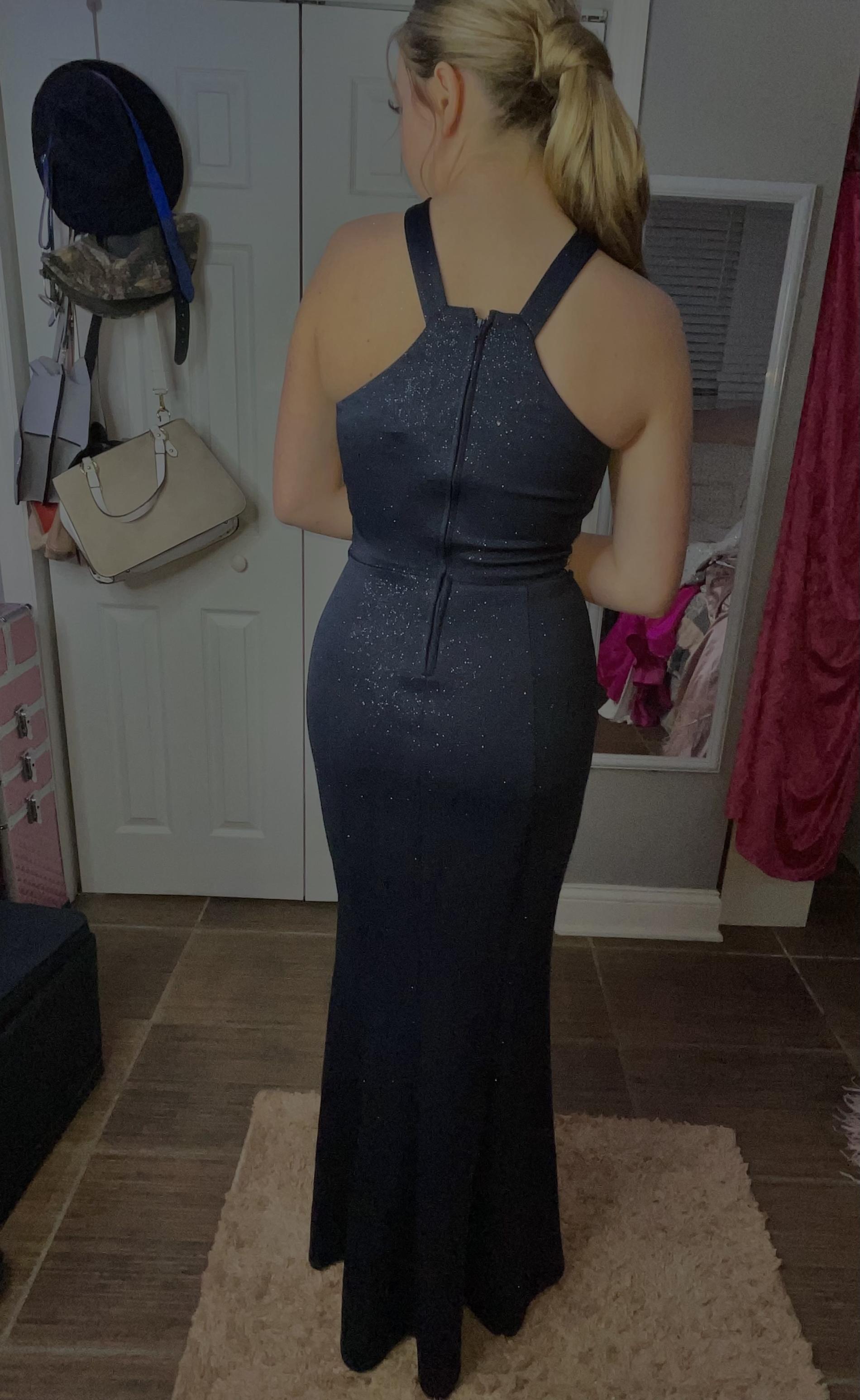 Speechless Size 6 Prom Navy Black Floor Length Maxi on Queenly