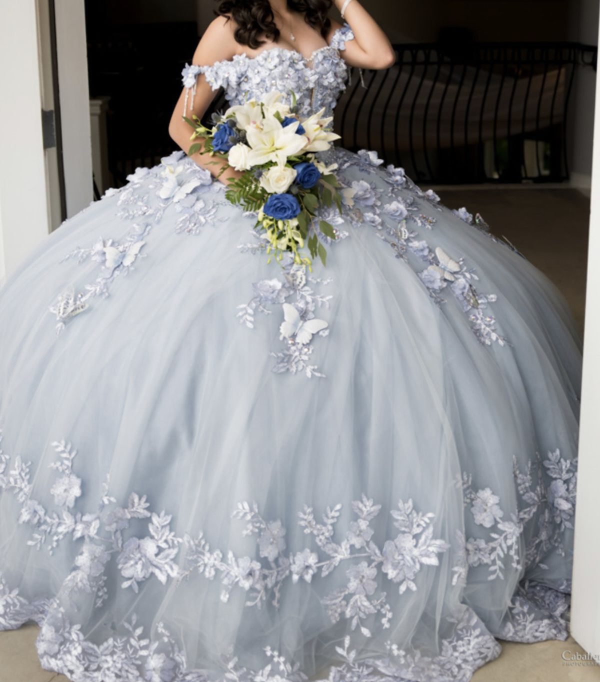 Size 2 Blue Ball Gown on Queenly
