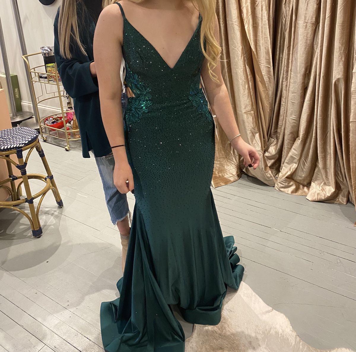 Ellie Wilde Size 10 Prom Emerald Green Mermaid Dress on Queenly