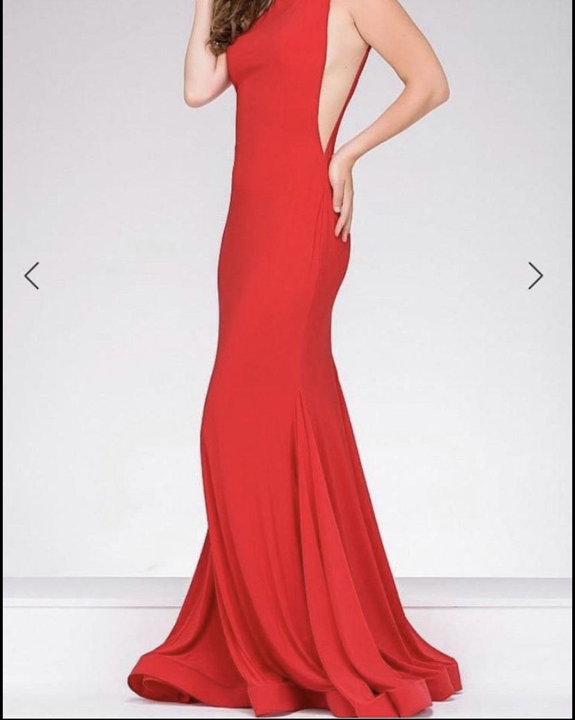 Jovani Size 0 Red A-line Dress on Queenly