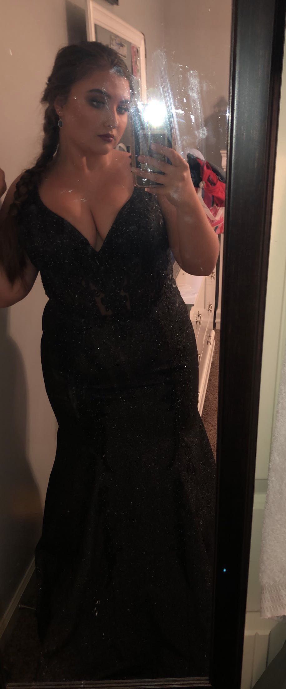 Plus Size 18 Prom Black Mermaid Dress on Queenly