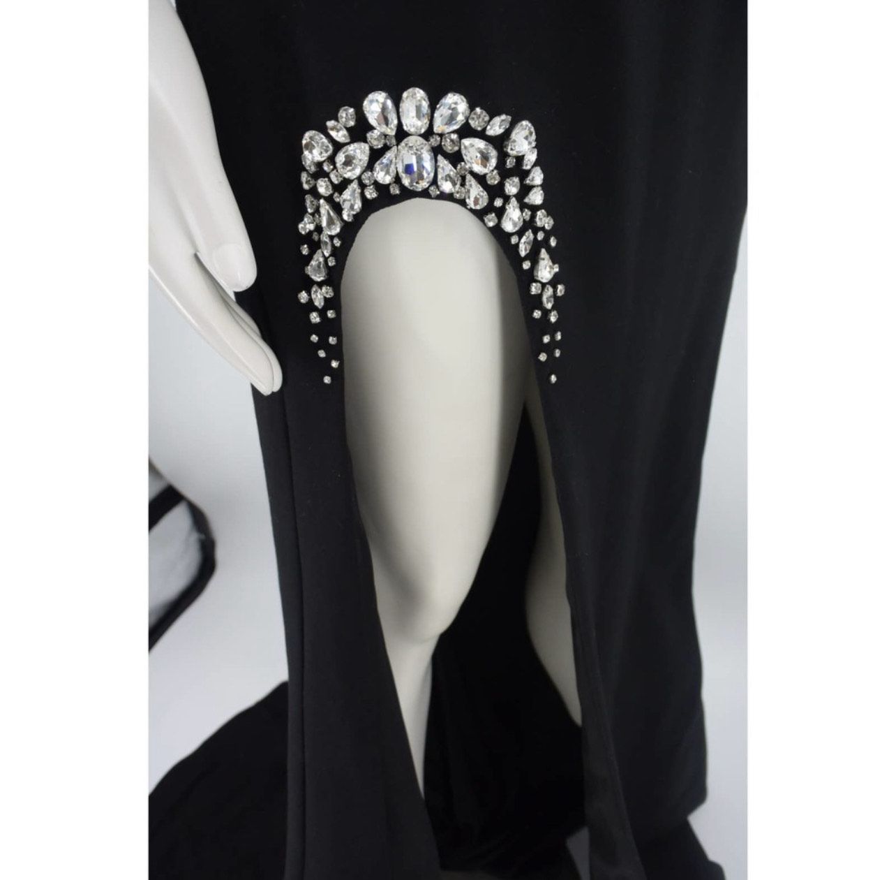 Sherri Hill Size 6 Prom Strapless Velvet Black Side Slit Dress on Queenly