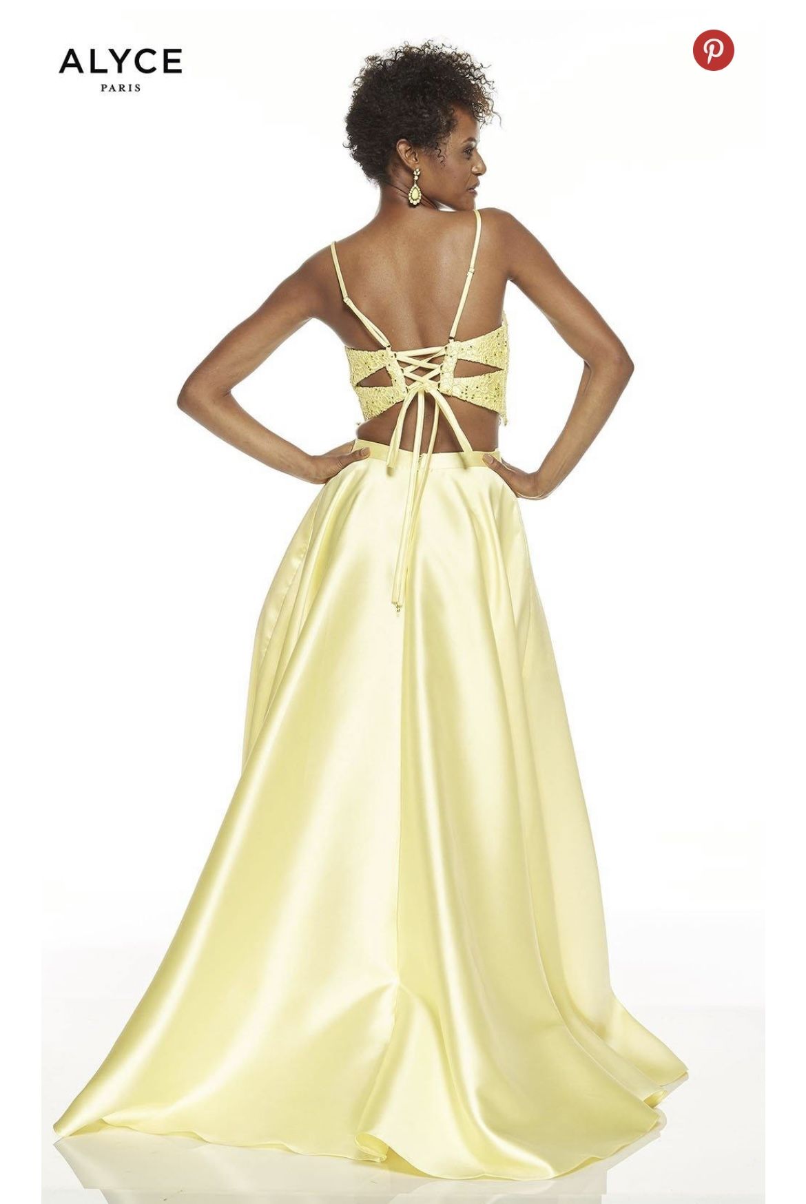 Style 60603 Alyce Paris Size 4 Prom Lace Yellow Ball Gown on Queenly