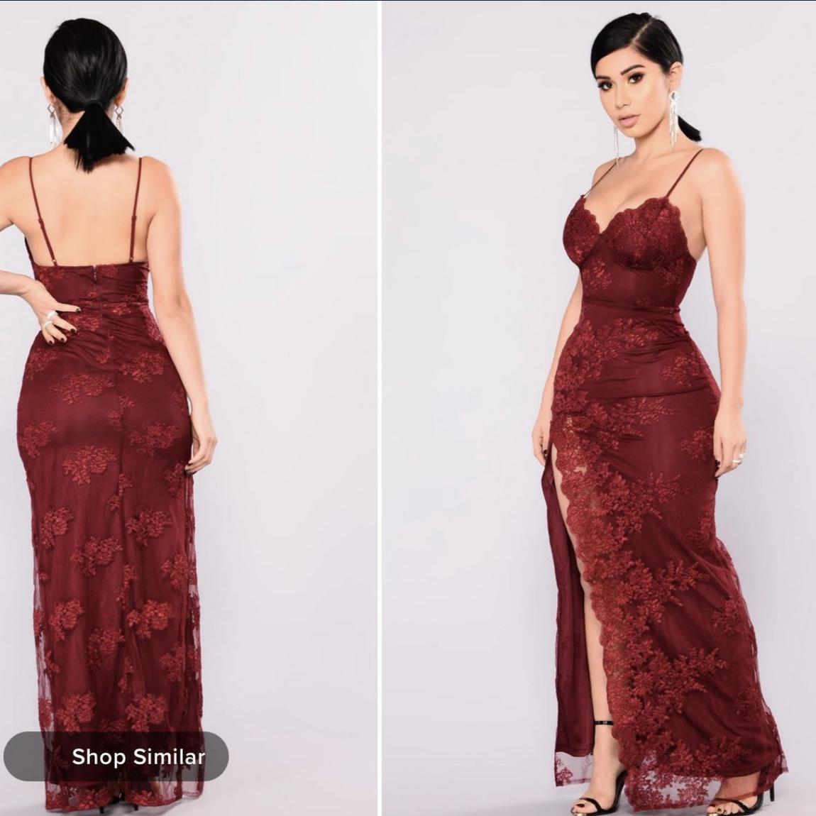 Fashion Nova Size 8 Lace Burgundy Red Cocktail Dress on Queenly