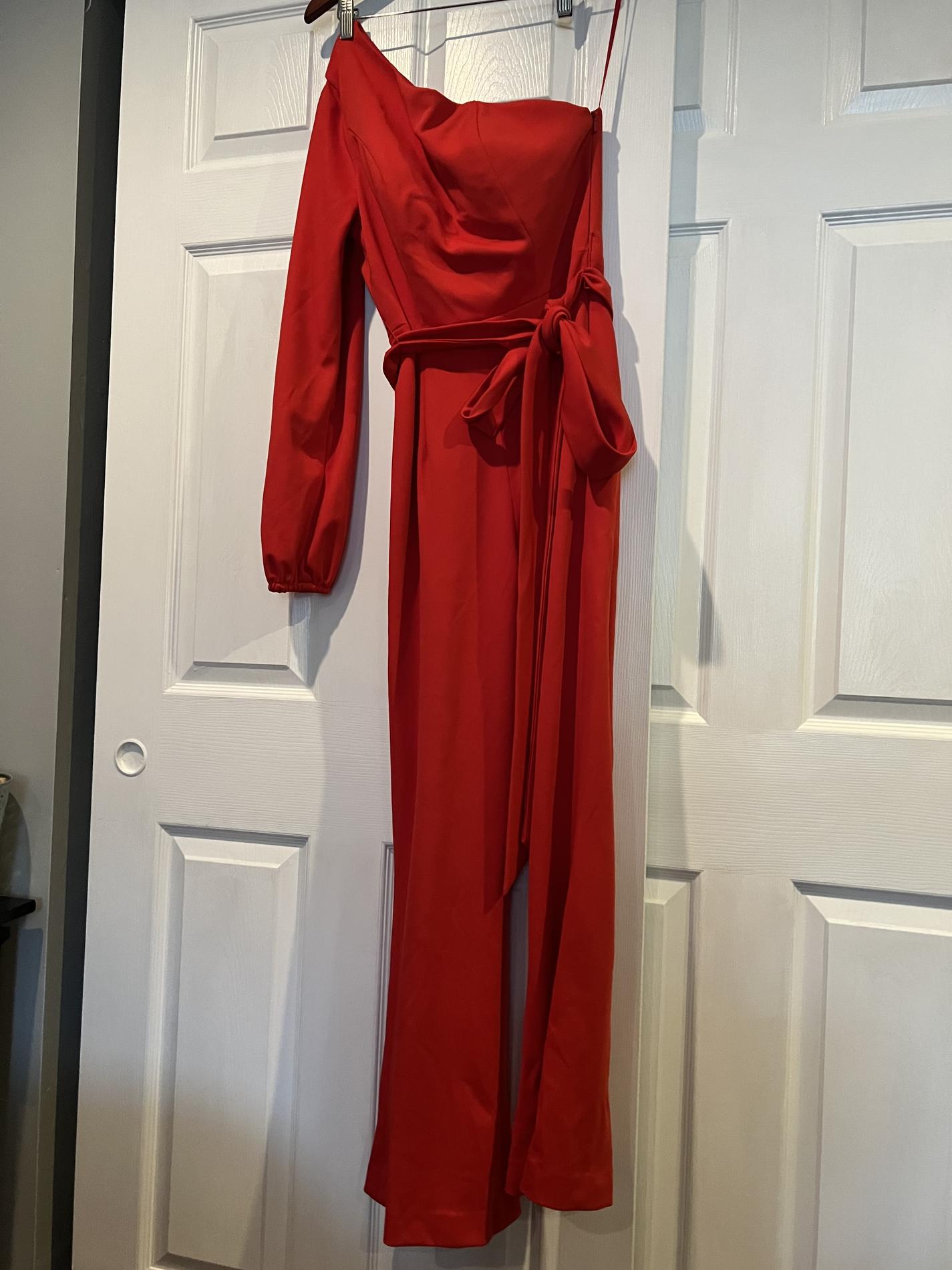 Size 2 Pageant Interview Red Formal Jumpsuit on Queenly