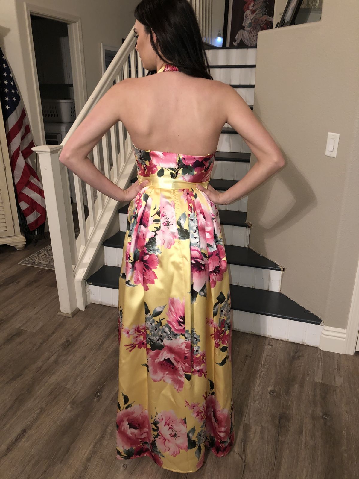 Teezeme Yellow Size 2 Floral Ball gown on Queenly