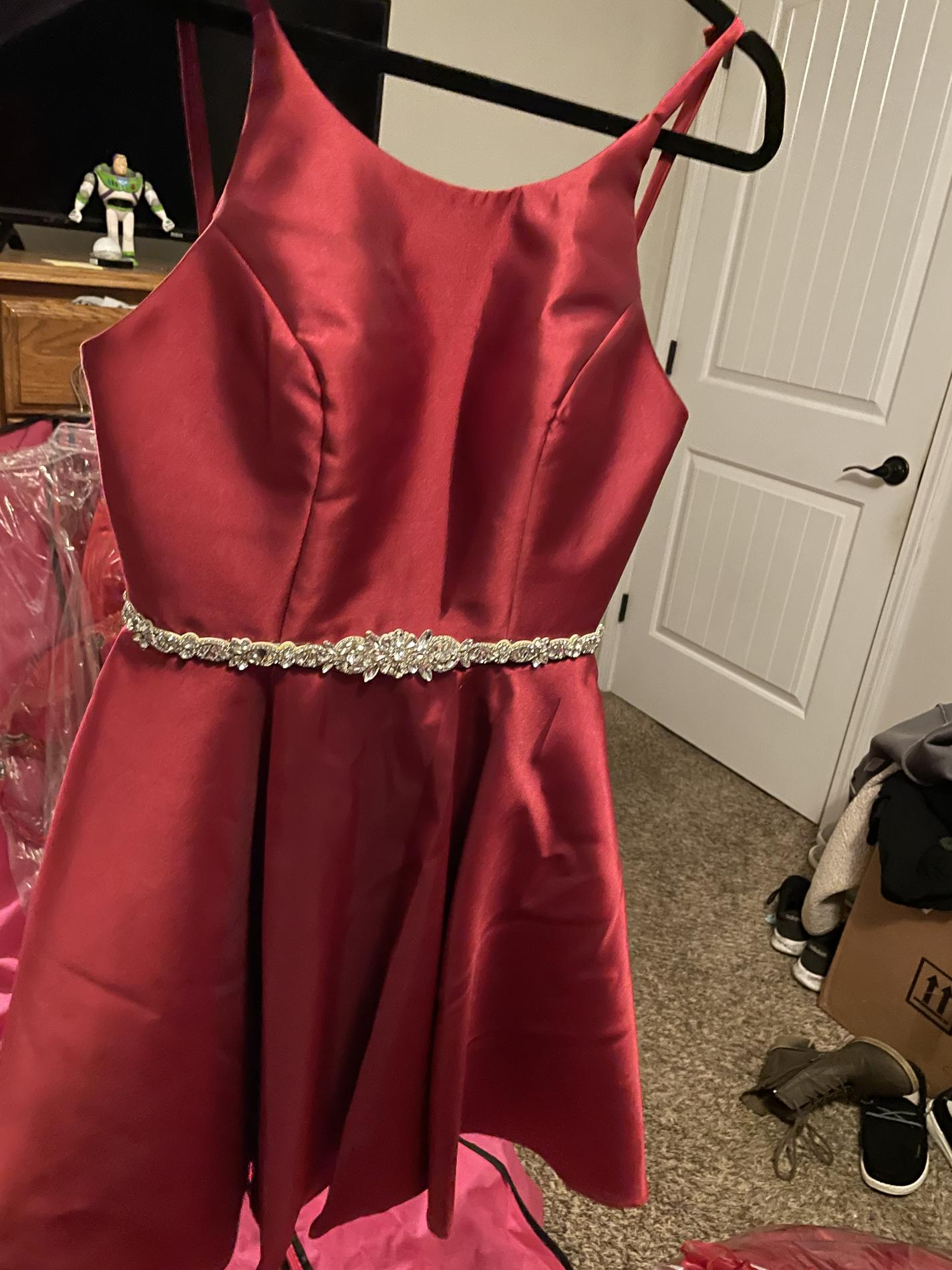 Size 6 Prom High Neck Sequined Red A-line Dress on Queenly