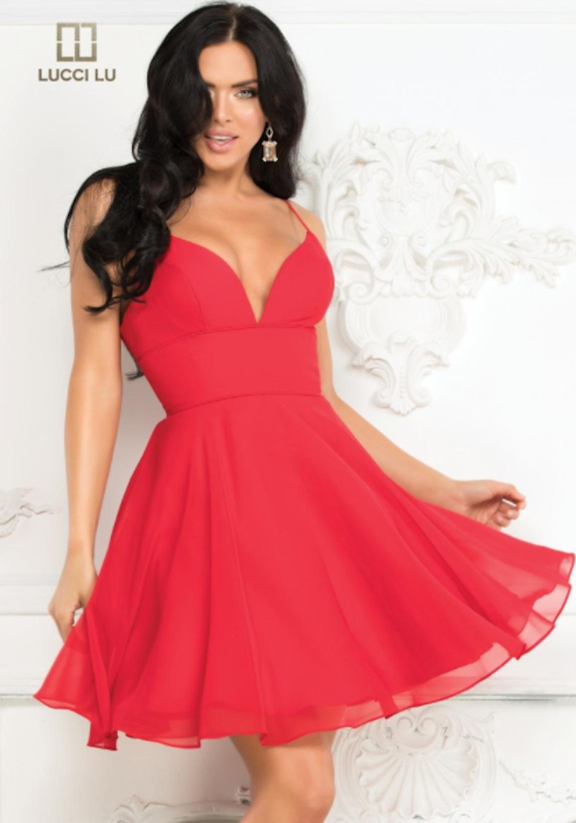 Style 4052 Lucci Lu Size 10 Homecoming Red Cocktail Dress on Queenly