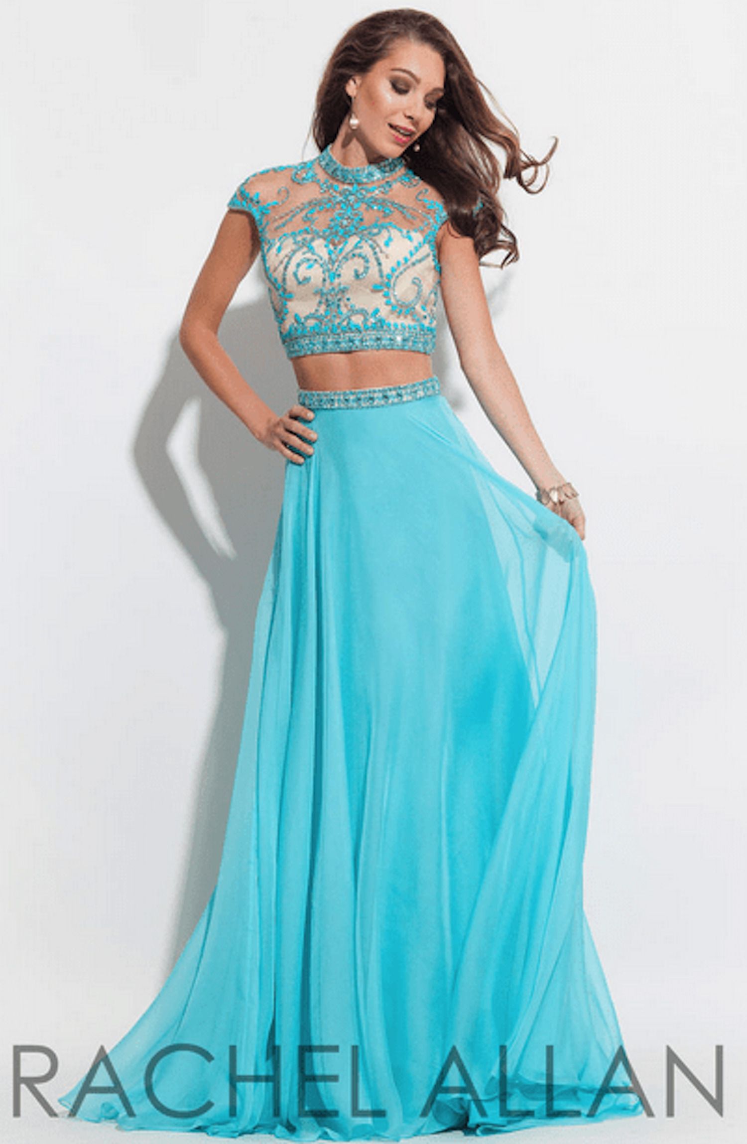 Style 2060 Rachel Allan Size 8 Prom Turquoise Blue Floor Length Maxi on Queenly