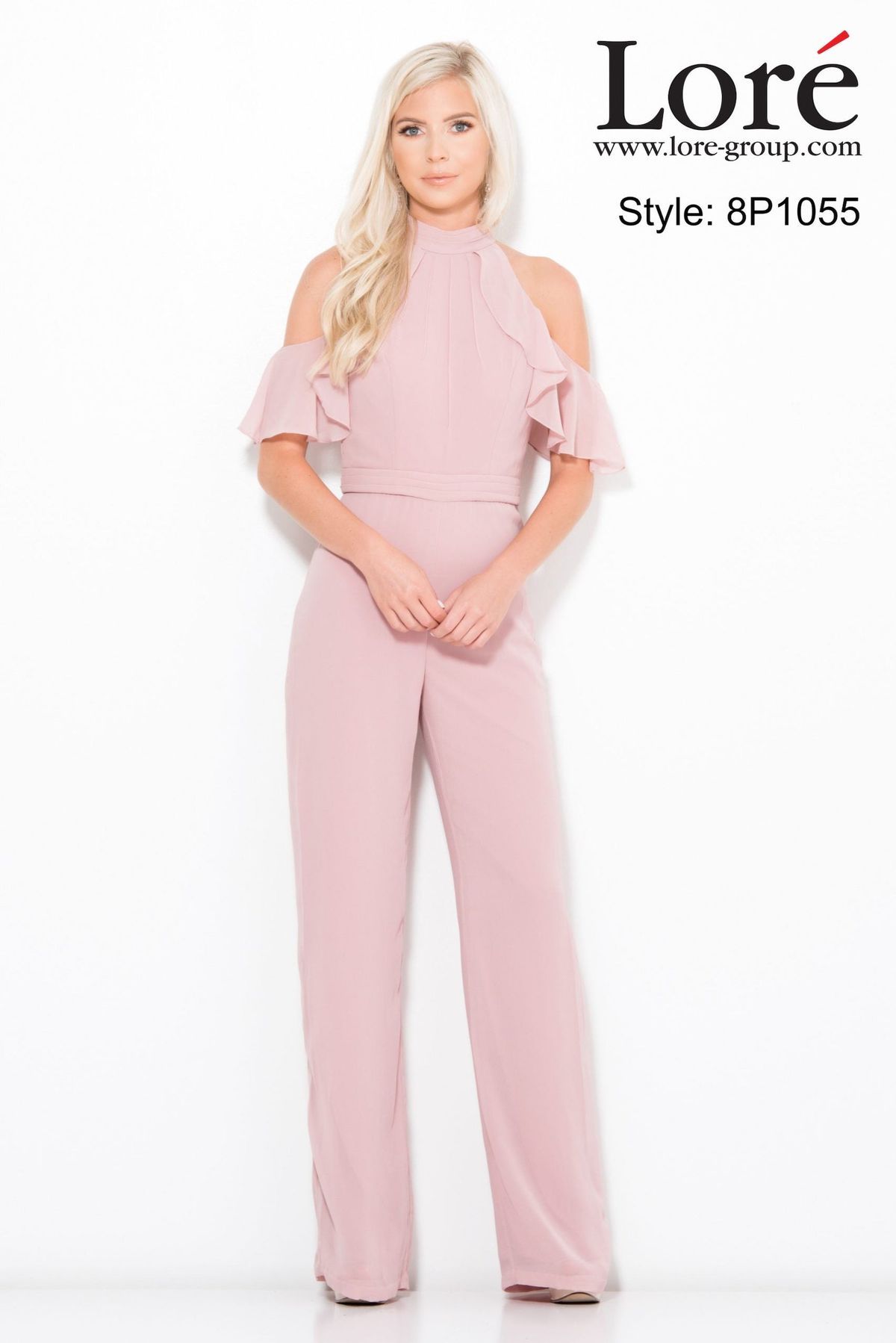 Style 8P1055 Lore Size 12 High Neck Pink Formal Jumpsuit on Queenly